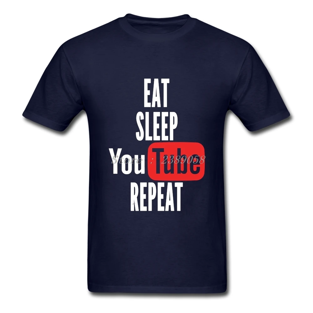 Модная брендовая футболка для мужчин с коротким рукавом надписью Eat Sleep Youtube Repeat