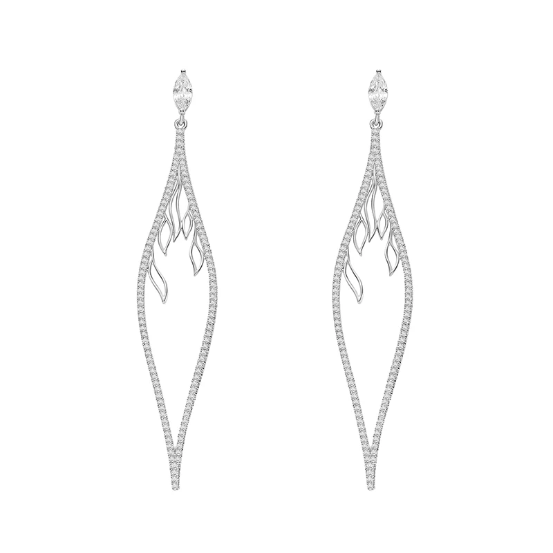 

Exquisite And Exquisite Long Style For Women To Create Pendant Earrings Gold And Silver Color Leaf Shape Copper Zzircon Jewelry