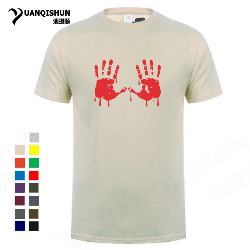 Террор Кровавый отпечаток руки футболка забавная пара зомби рисунок