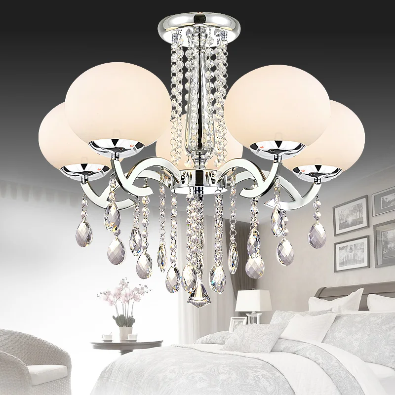 Светодиодный хрустальная люстра круглый спальня гостиная стеклянный подвесной
