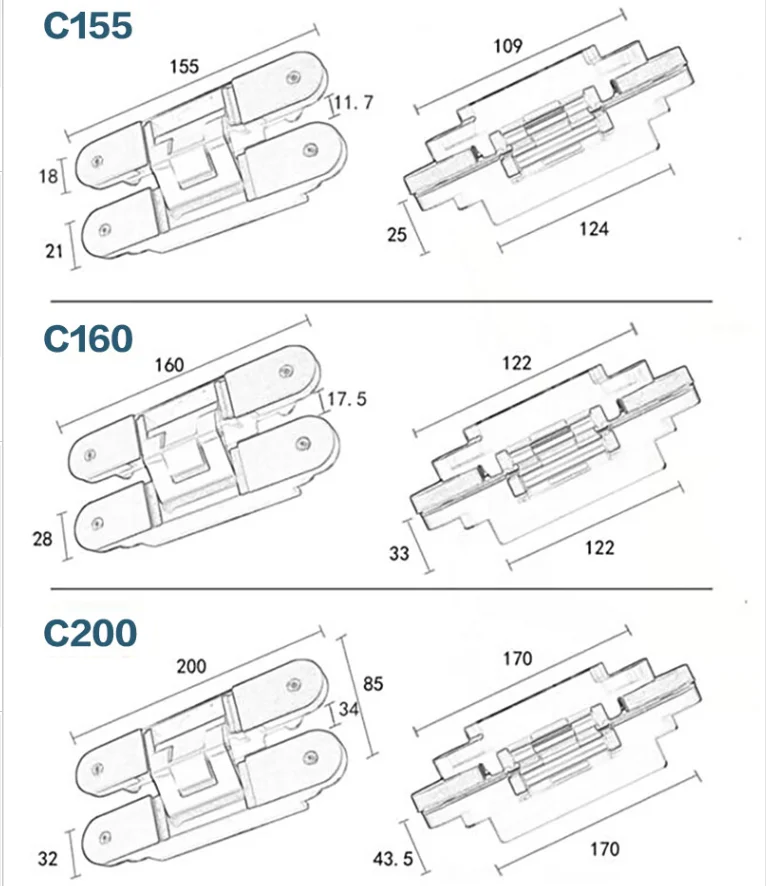 Дверная невидимая Hingea Djustable сверхмощная до 100 кг/2 дверного цинкового сплава 180 градусов качели стабильные винты не точные золотые серебряные