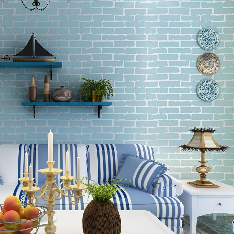 

beibehang Blue Brick wallpaper for walls 3 d papel de parede para quarto mural wallpaper-3d wall papers home decor 3d flooring