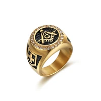 masonic cz stone masonic rings gold color stainless steel freemason cross ring alliance r754g