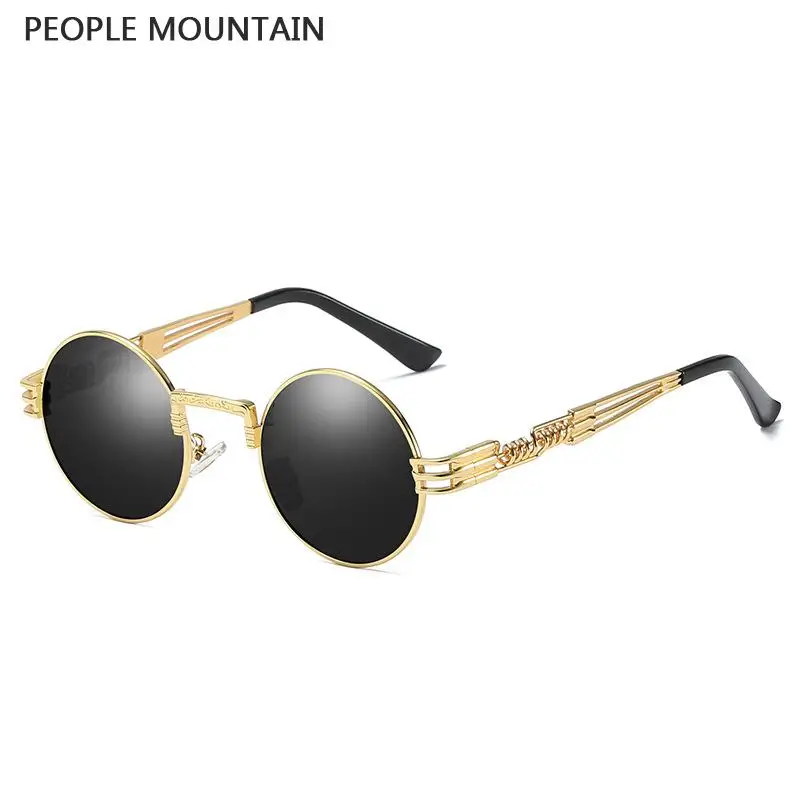 2018 Ретро стиль стимпанк круглые солнцезащитные очки в металлической оправе Для