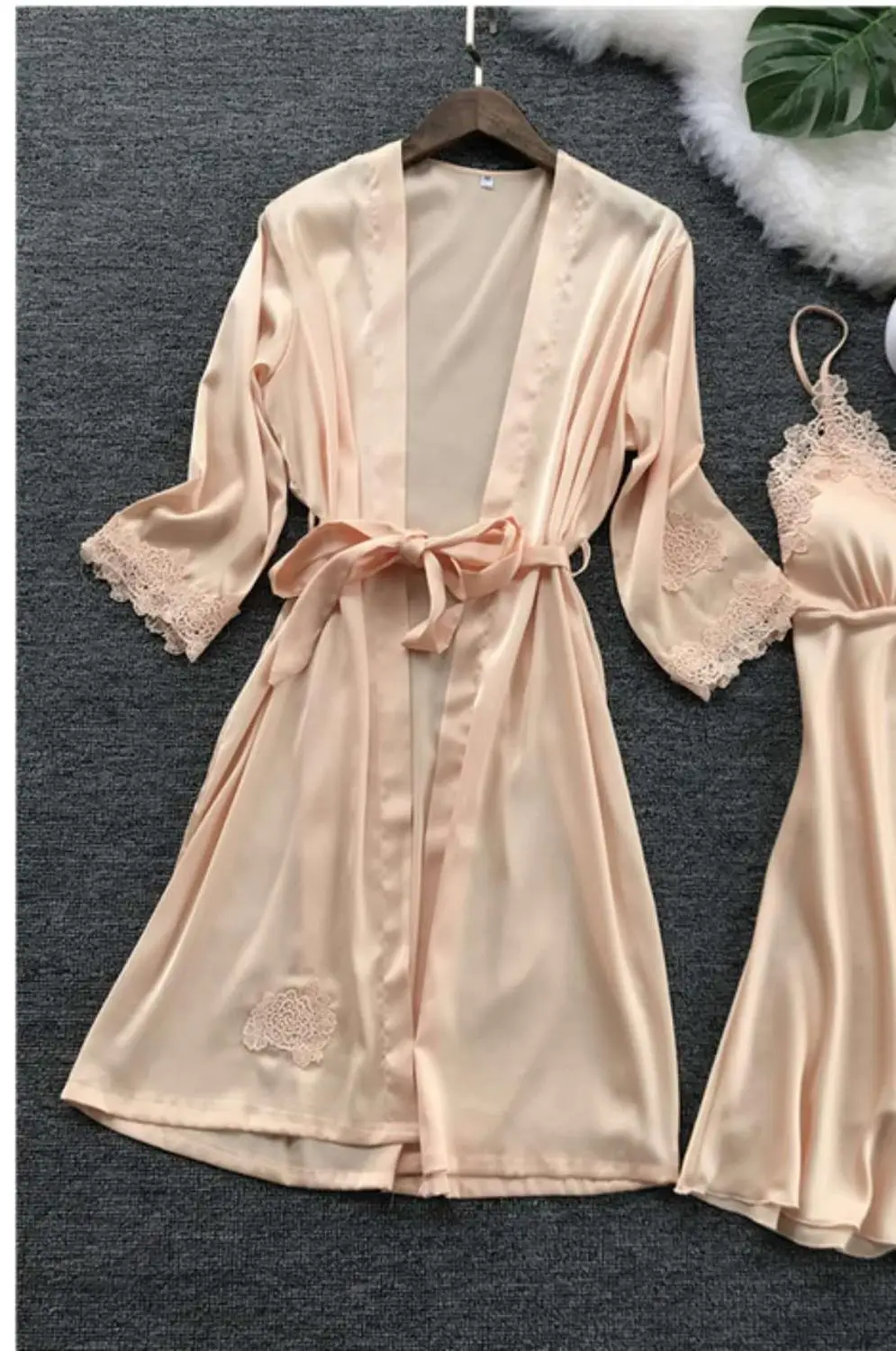 Champange Robe Hirigin Модный женский кружевной халат, кимоно, свадебная Пижама, пижамные комплекты - Цвет: Champange Robe