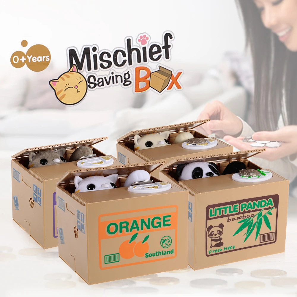 2017 супер милая кошка крадущая свинья монета еда креативная коробка для денег