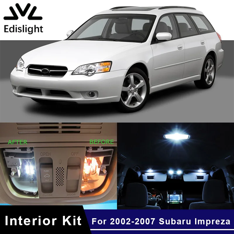 Edislight 8Pcs Canbus White Ice Blue LED Lamp Car Bulbs Interior Package Kit For 2002-2007 Subaru Impreza Map Dome Trunk Light | Автомобили