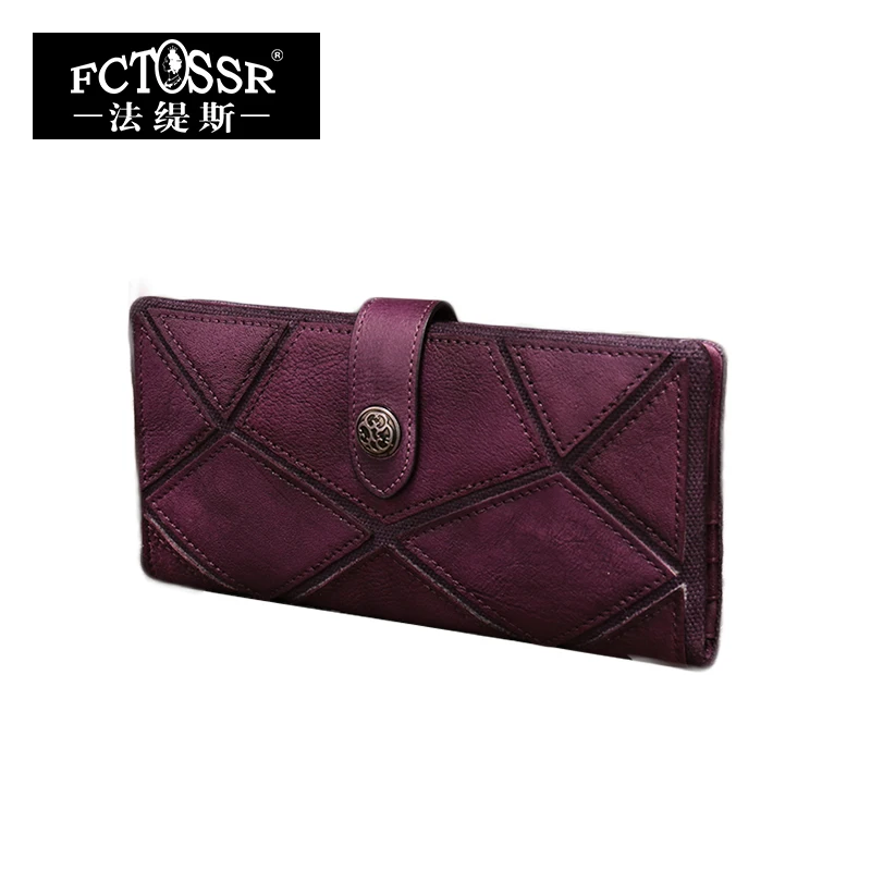 Женский двойной кошелек ручной работы из натуральной кожи с отделением для