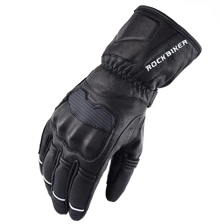 ROCK BIKER GORE-TEX, зимние теплые водонепроницаемые перчатки для езды на мотоцикле, кожаные ветрозащитные перчатки для езды, Guantes Luvas MOTO Gants - Цвет: Черный