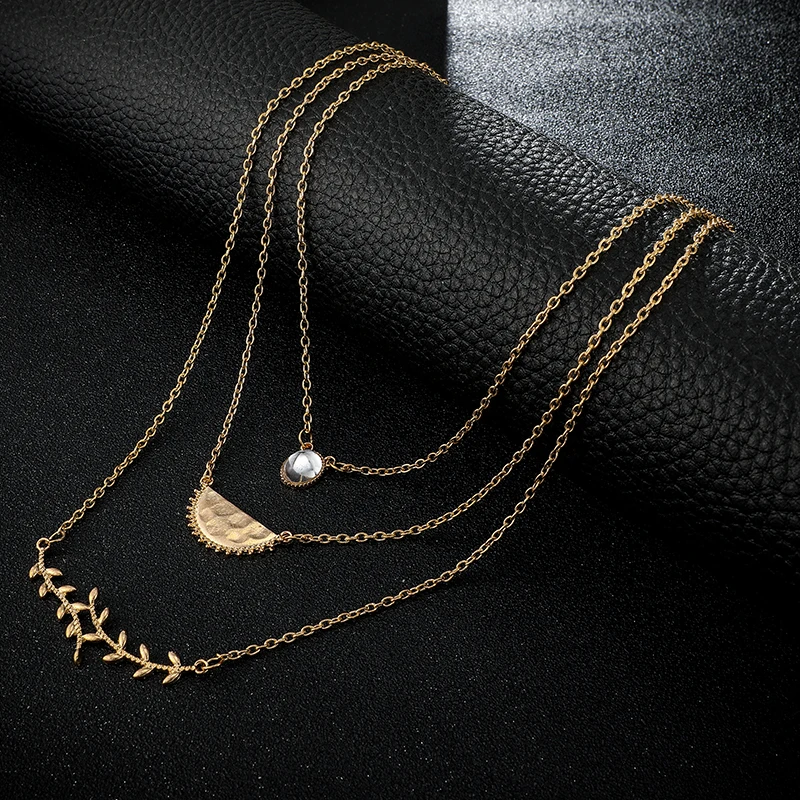 Tocona Новое поступление модное женское ожерелье с листочками и камнями Ooal