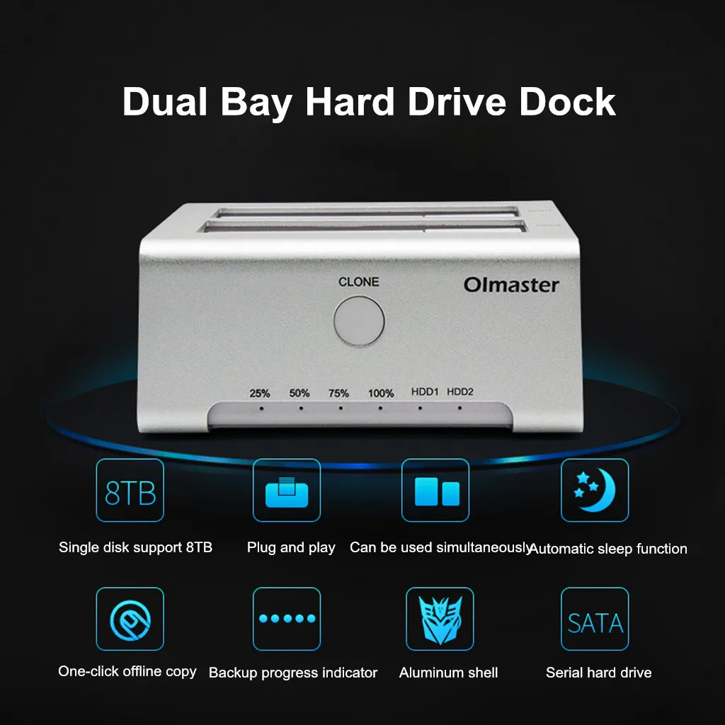 OImaster EB-1051U3 USB3.0 SATA Dual Bay жесткий диск Док-станция для 2,5/3,5 дюймов SATA I/II/III HDD/SSD Оффлайн клон Поддержка 2x8 ТБ