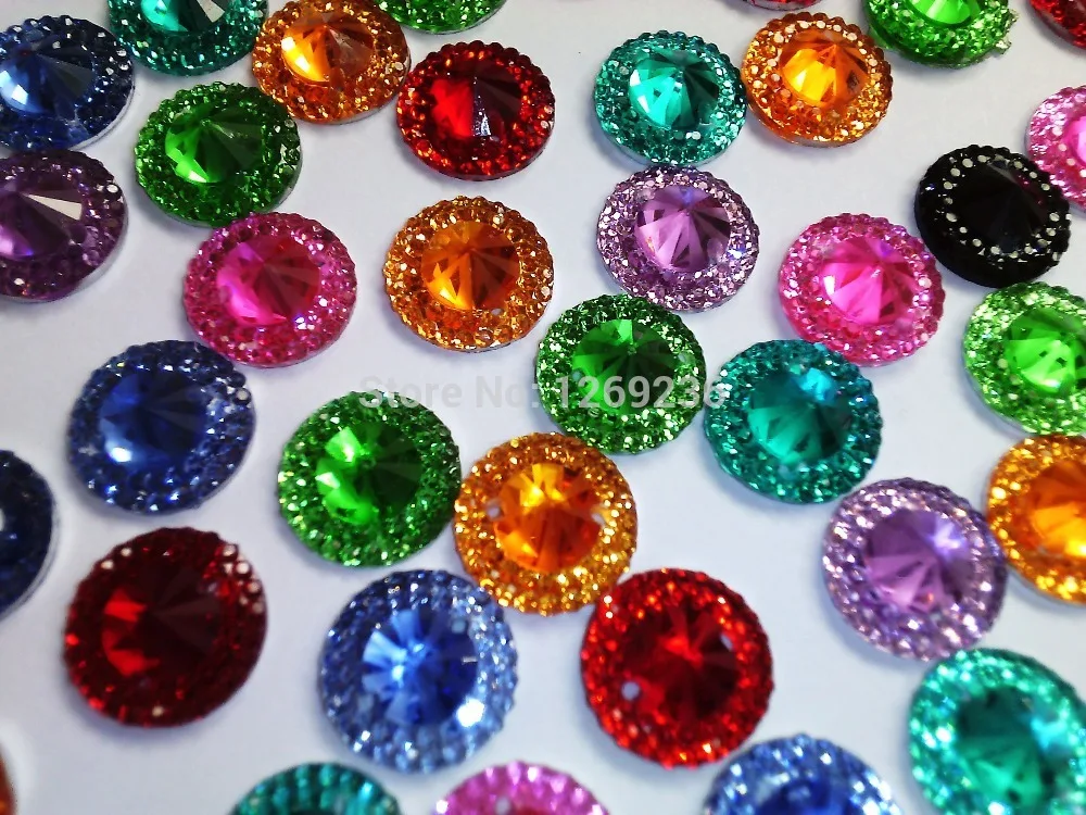 Разноцветные ослепительные круглые стразы из смолы 12 мм аксессуары для шитья 200