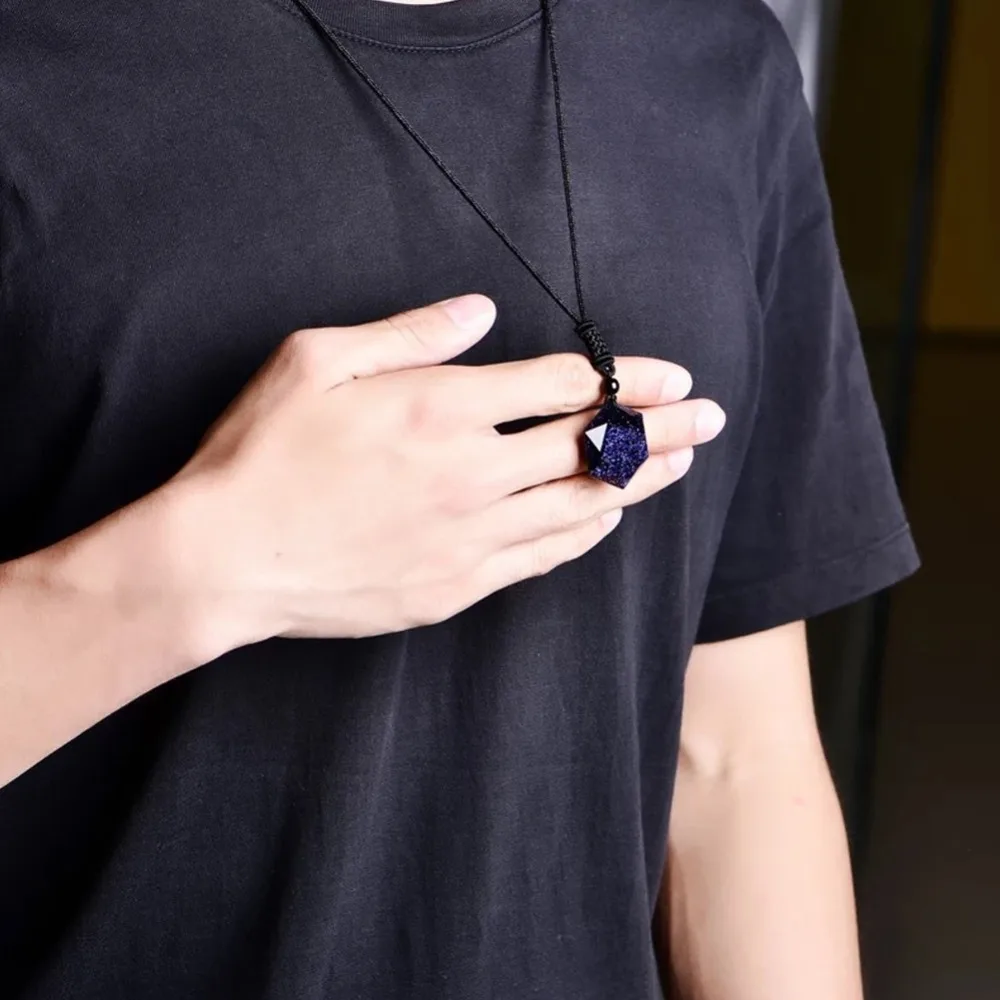 Простой индивидуальный синий энергетический камень ожерелье divination звездное