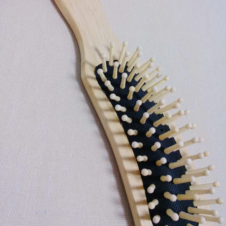 

Natural Bamboo Paddle Cushion Massage Hair Brush Ball-Tipped Wooden Comb -5