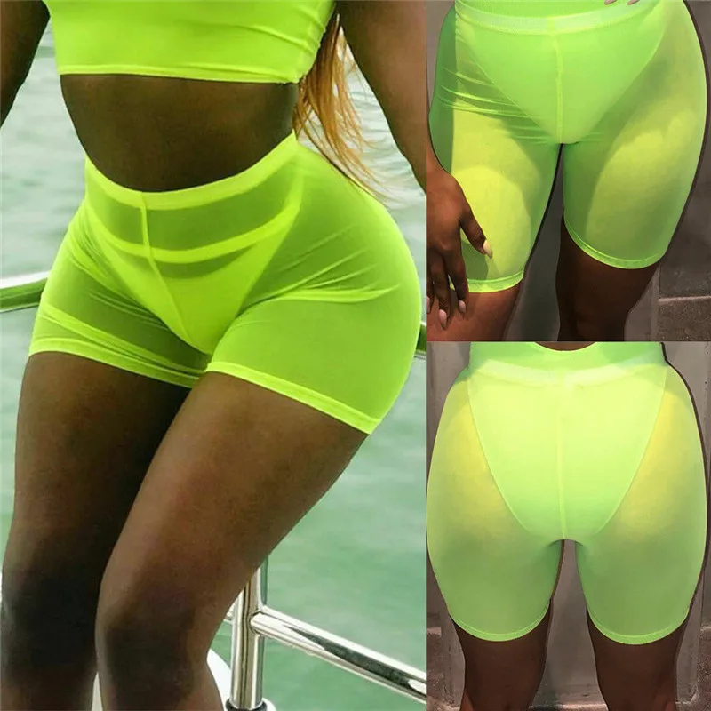 Женские пикантные полупрозрачные сетчатые шорты леггинсы брюки бикини с высокой