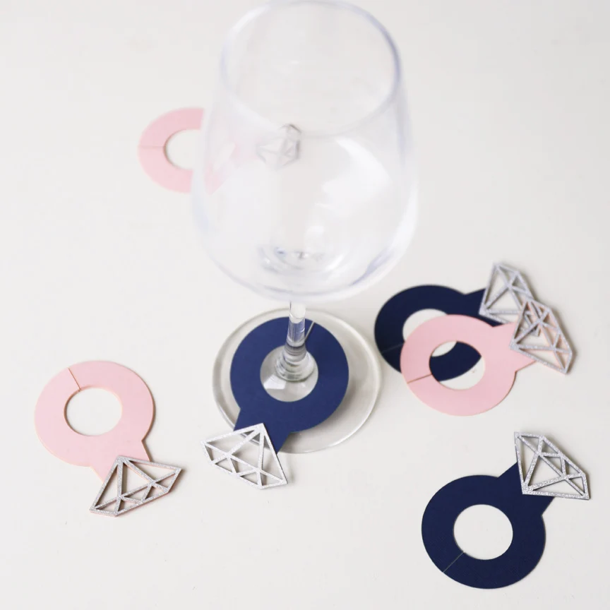 Набор из 50 ярлыков для Винных Бокалов украшение помолвки лазерная вырезка | Дом и