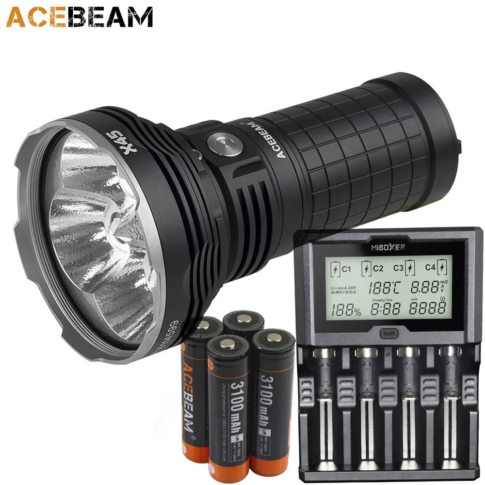 Acebeam X45 II Прожектор 4 * XHP70.2 max 18000 люмен луч бросок 660 м Ручной Факел + 4*3100 мАч батарея