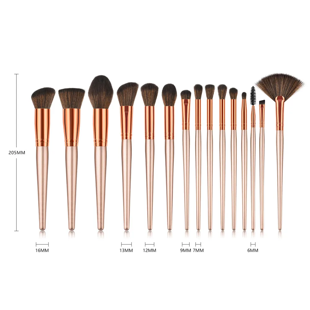 2019 15 шт коричневые Косметические кисти для макияжа Кисти Набор пудровых