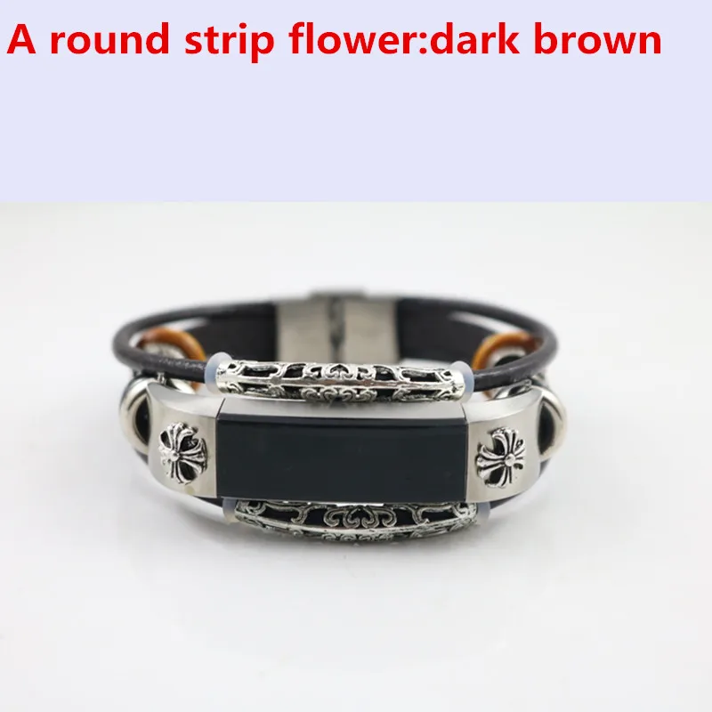 r flower dark brown Хохлатый кожаный ремешок для Fitbit Alta/Fitbit Alta HR сменный ремешок браслет Ремешки для наручных часов - Цвет ремешка: r flower dark brown