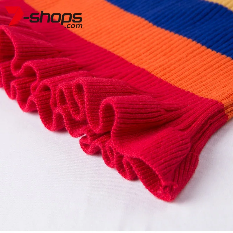 AECU Радужный женский свитер с открытыми плечами укороченный топ сексуальный