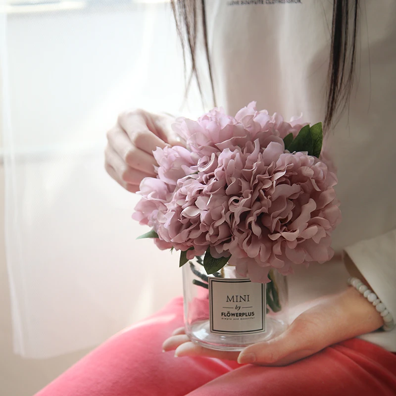 Peony Artificial Fake Wedding Flowers Hand Bouquet Decoration Craft Wreath Silk Flower For Home Party Decro | Дом и сад