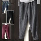 Повседневные уличные штаны-шаровары с карманами в Корейском стиле размера плюс 5X Женские брюки из хлопка и льна большого размера винтажные брюки Широкие брюки