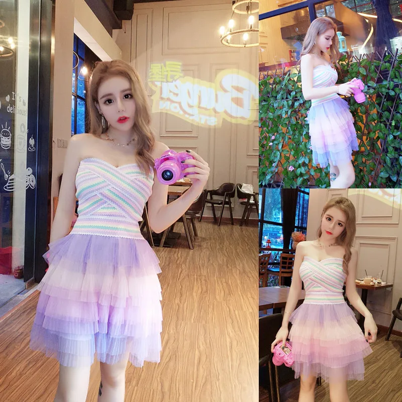 Pink Strapless Ruffles Chic Evening Gowns 2018 Women Dress Cascading Ruffle Formal Celebrity Sexy Party Prom Vestido | Женская одежда