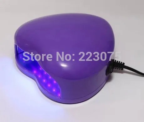 

New 110v or 220v LED Lamp Soak-off Gel Polish Nail Cure UV Dryer Heart-shaped 3W Manicure Machine purple