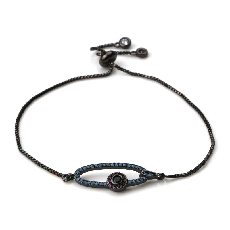 1 шт. модный браслет с кубическим цирконием и изображением сглаза цвета розового