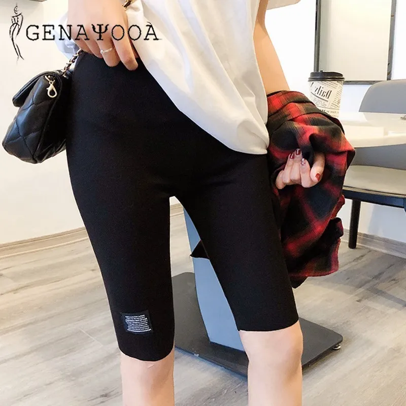 Genayooa Summer Solid Black Biker Shorts Casula Women High Elastic Hot Sale Short Femme Korean Style Clothing 2019 | Женская одежда