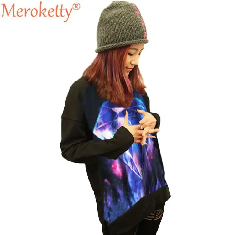 2015 New Spring women's autumn Star Universe Symphony diamond women hoodies sweatshirts womens pullover WY062|pullover sweatshirt women|pullover