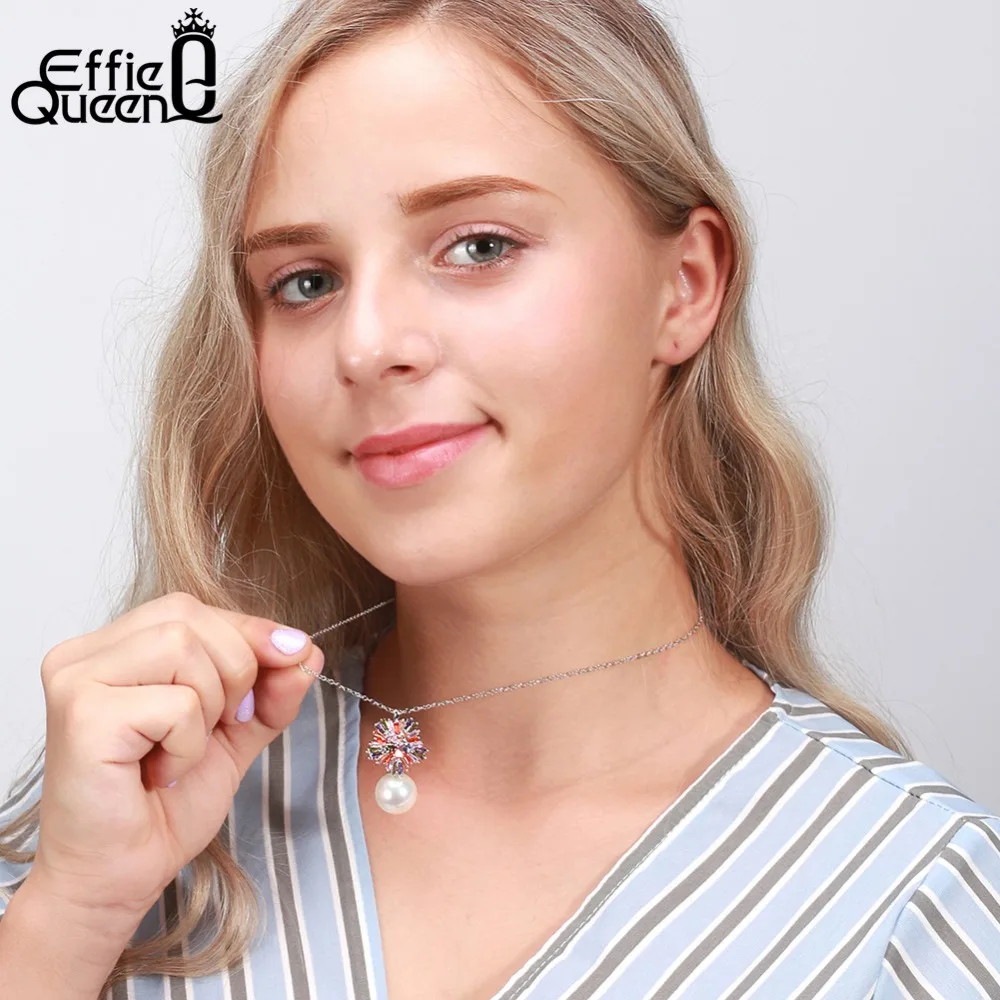 Effie Queen Модные Искусственный жемчуг кулоны ожерелья для женщин элегантный