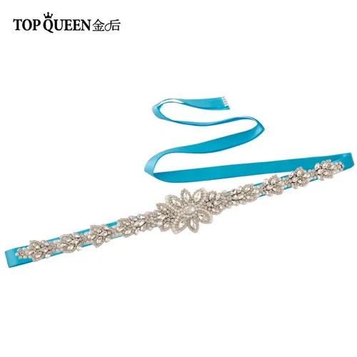 TOPQUEEN S410 стразы, свадебный пояс, пояс с серебряными бриллиантами и кристаллами для свадебного платья, свадебное украшение - Цвет: Blue