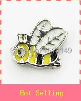 

Hot selling bee floating charms living glass floating memory locket