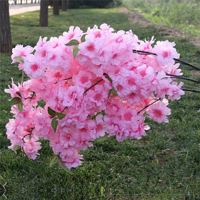 new pink 01 18 шт., искусственные ветки цветущей вишни, искусственные стволы сакуры, больше головок для цветов, 12 цветов для украшения свадебного дерева сакуры - Цвет: new pink 01