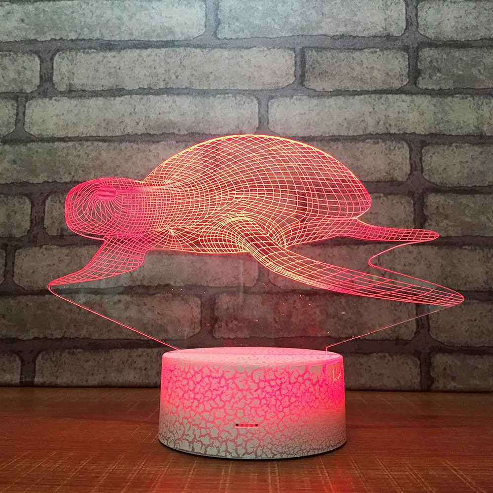 Морская черепаха 3D светодиодный RGB Ночной светильник 7 цветов Change настольная