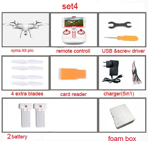 set4 SYMA X8PRO gps Дрон Wi-Fi FPV с камерой HD 720P или камерой в реальном времени H9R 4K Дрон 6 осевой высоты удержания x8 pro RC Квадрокоптер RTF - Цвет: set4