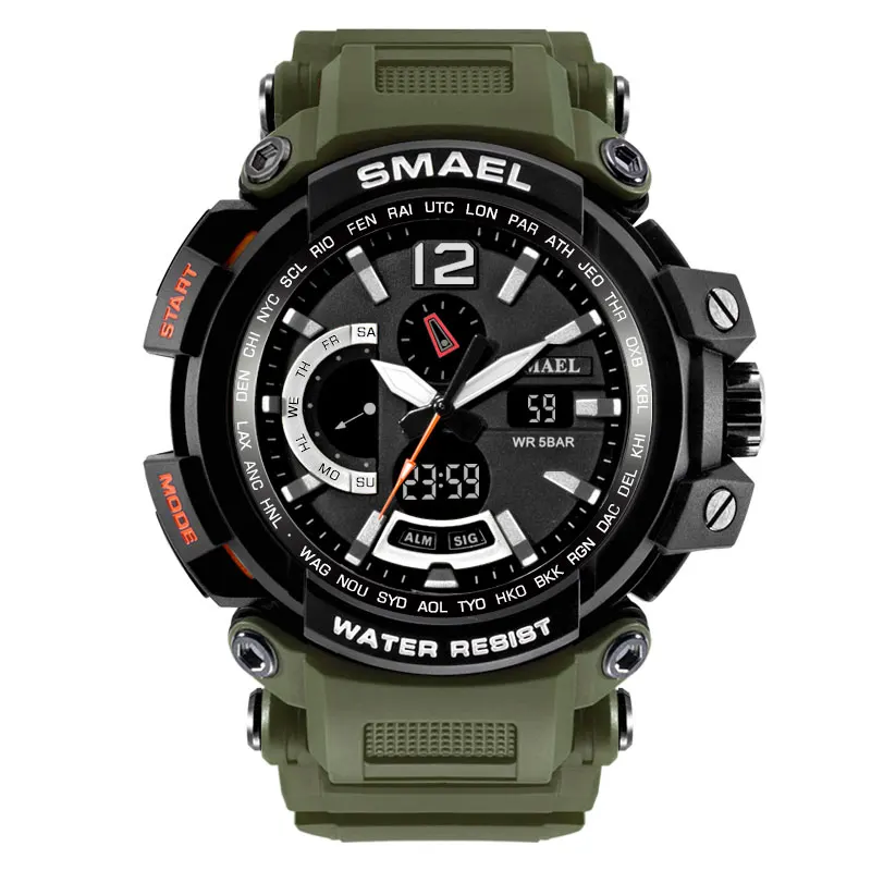 

SMAEL Military Watch Men Sport Men Dual Display Quartz Wristwatches Waterproof Shock Resistant Chronograph Clock Zegarki Meskie