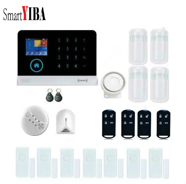 SmartYIBA GSM Home Alarm System Wireless Wifi GPRS App Remote Home Security Residential Alarm with Camera Audio Chat SMS Alert