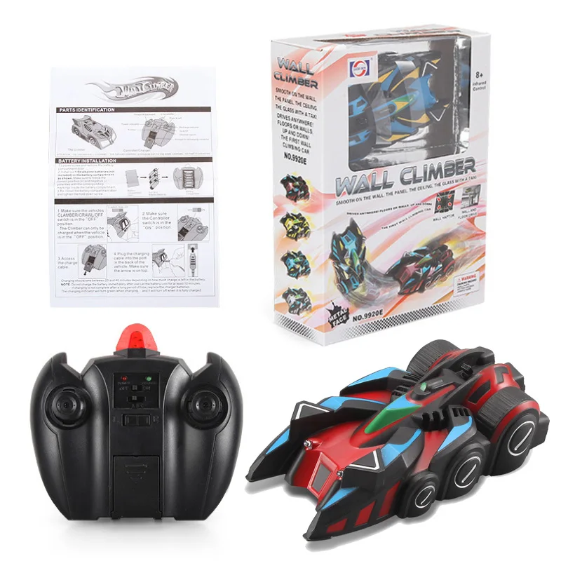 Original Box Red Настенный альпинистский автомобиль игрушки антигравитационная машина с радиоуправлением светодиодные машины потолочные скалолазание через стену трюк пульт дистанционного управления Мини RC автомобиль - Цвет: Original Box Red
