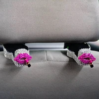 2pcs diamond red lips car seat back hook bags hanger holder organizer automobiles headrest mount storage hooks clips universal