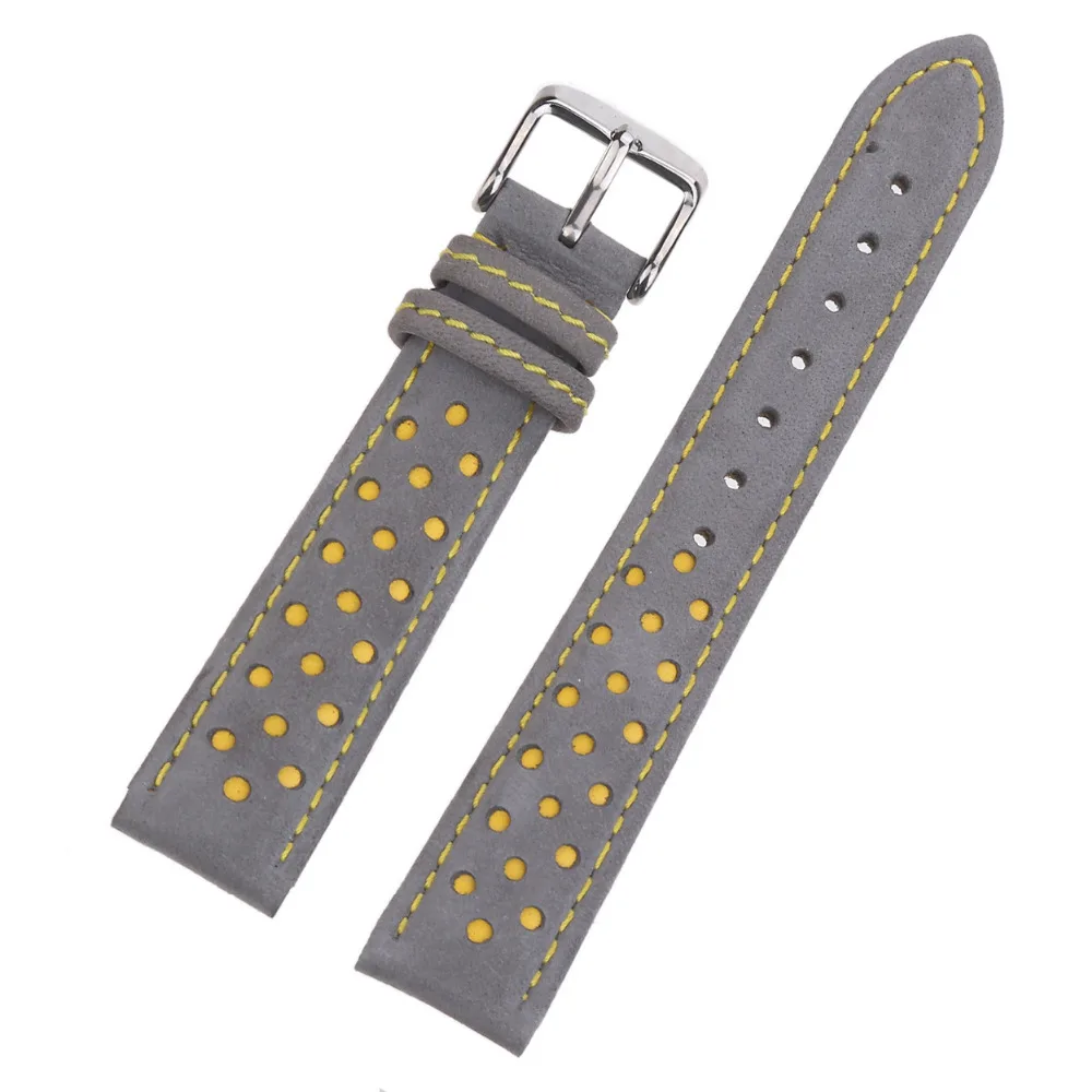 Eache специальное отверстие из натуральной кожи Watchstrap черный серый ремешок Группа