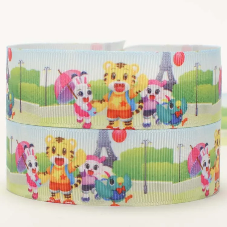 7/8 &quot22 мм мультфильм тигр Лента печатная лента с рисунками grosgrain бесплатная