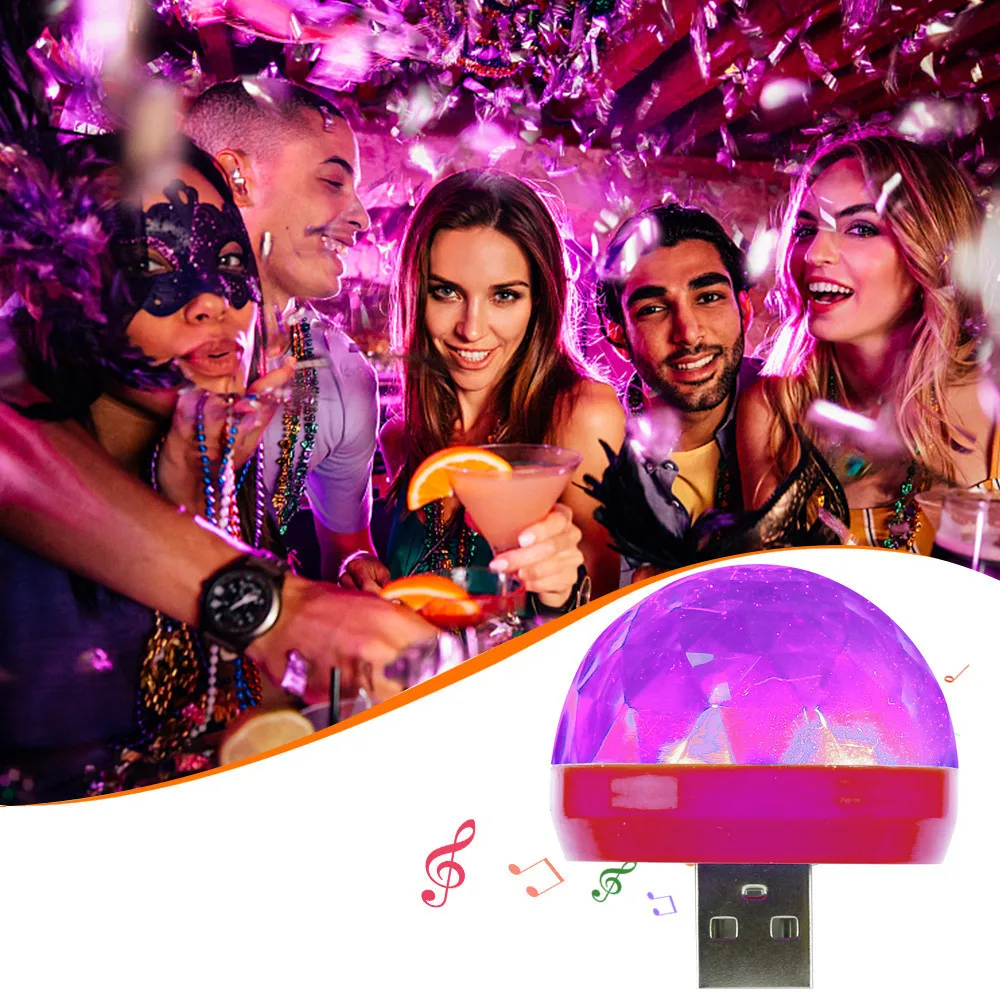 Мини USB звук вечерние освещение дискотечное освещение 4 Вт RGB магический хрустальный шар сценический свет эффект для рождества KTV свадебная музыка Dj свет