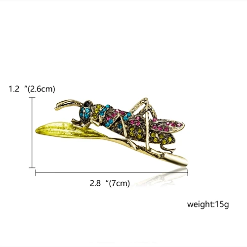 Locust RINHOO Мода животное зеленая лягушка птицы Кристалл стрекозы Стразы Брошь булавка для женщин костюм Рождество Винтаж ювелирные изделия - Окраска металла: Locust