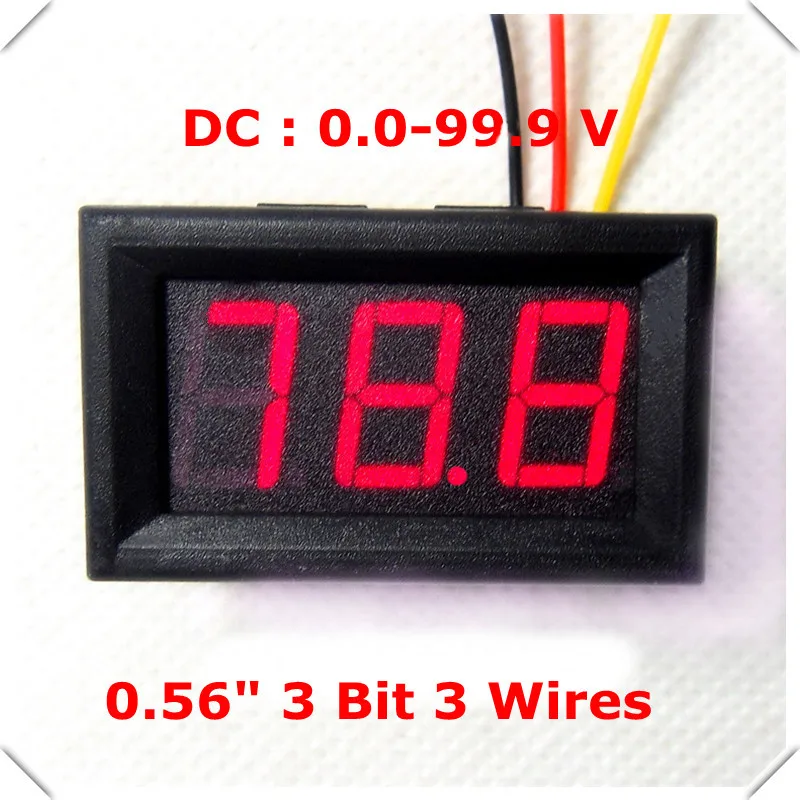 RD LED Цвет дисплея 0.56 &quotЦифровой вольтметр DC: 0 100 В три провода 3 Бит Напряжение