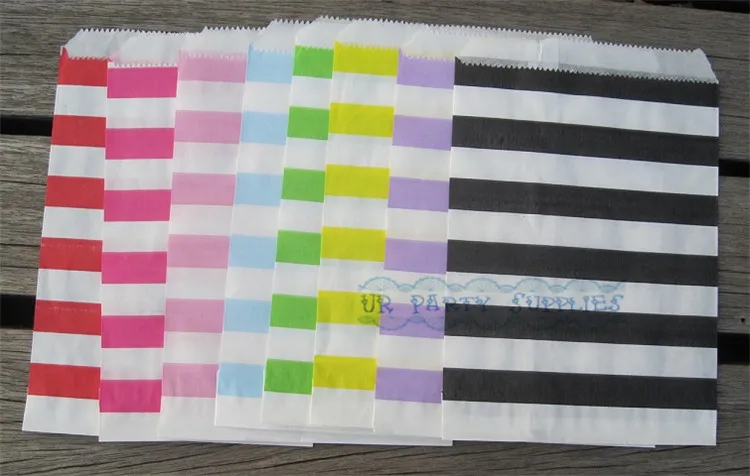 2000 шт. цветные и белые бумажные подарочные пакеты в горизонтальную полоску