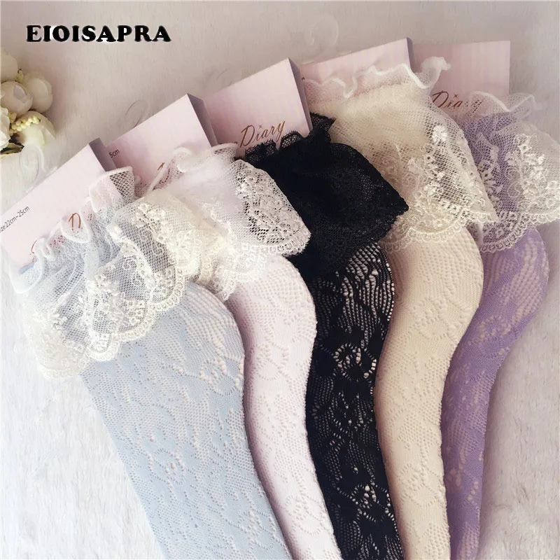 [EIOISAPRA] кружевные сетчатые корейские носки принцессы с цветами Необычные ажурные