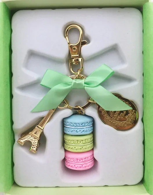 Франция Effiel башня брелки брендов женские роскошные Macarons Торт брелок на сумку кошелек сумочка Талисманы автомобильный брелок с подарочной коробке