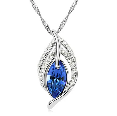 Австрийский кристалл лист перо кулон дизайн модные ювелирные изделия подарок